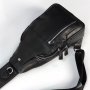 Мужской слинг Tiding Bag из гладкой кожи Черный