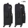 TravelZ Tripple Pocket (M) Black 55/65 л чемодан из полиэстера на 4 колесах черный
