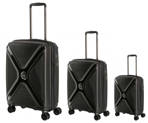 Комплект чемоданов Titan Paradoxx из полипропилена на 4-х колесах Черный