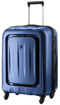 Средний дорожный пластиковый чемодан 4-х колесный 69 л. CARLTON Zakken синий