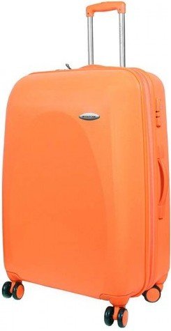 Дорожный чемодан гигант из пластика 116/135 л. Vip Collection Galaxy 28 оранжевый