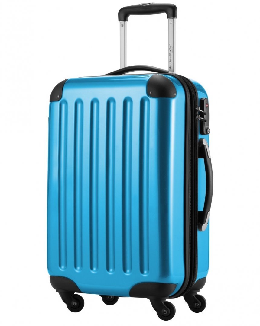 Малый 4-х колесный чемодан из поликарбоната 38/42 л HAUPTSTADTKOFFER, голубой