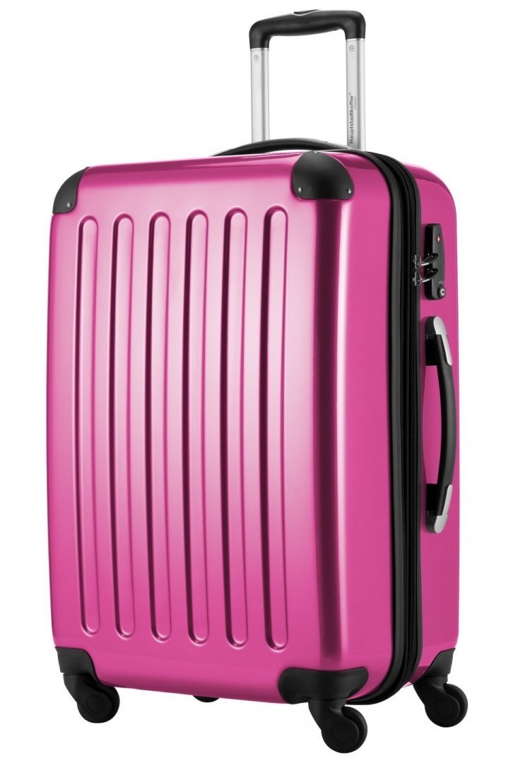 Большой 4-х коленсый чемодан из поликарбоната 74/84 л HAUPTSTADTKOFFER, розовый