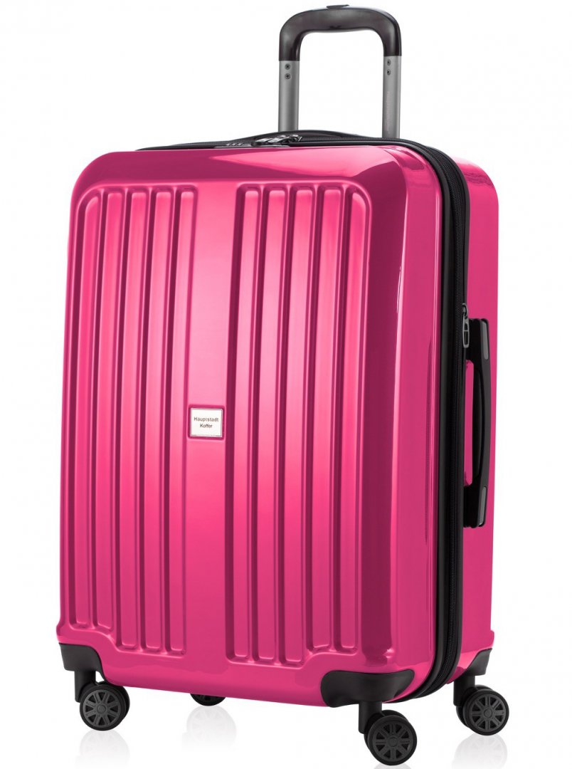 Большой пластиковый чемодан на 4-х колесах 80/90 л HAUPTSTADTKOFFER Xberg, розовый