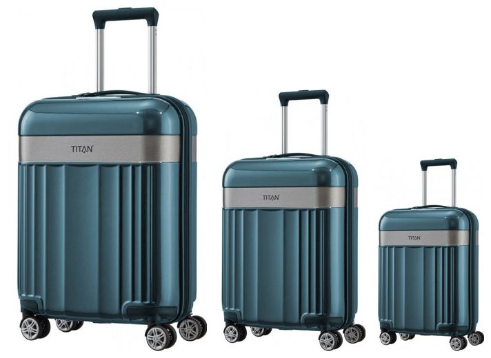 Набор чемоданов из пластика Titan Spotlight Flash на 4-х колесах Синий 