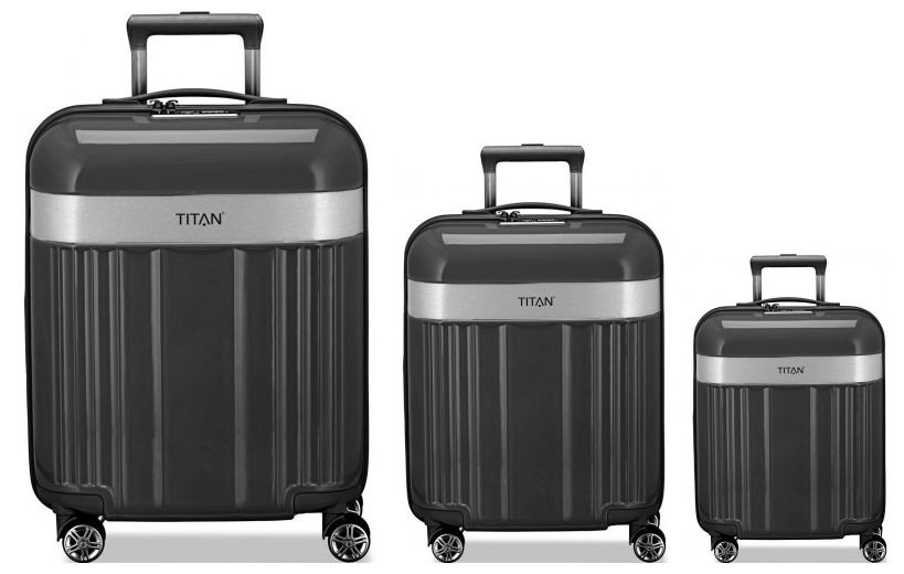 Набор чемоданов из пластика Titan Spotlight Flash на 4-х колесах Антрацит 