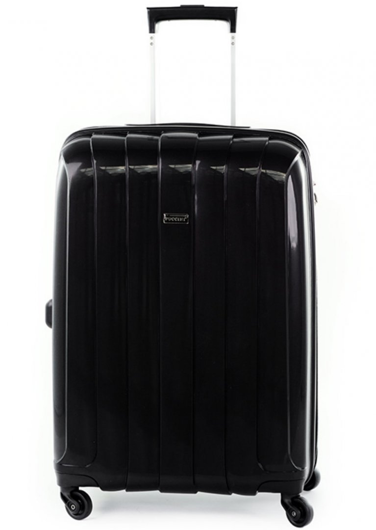 Средний дорожный пластиковый чемодан 4-х колесных 68 л PUCCINI, черный