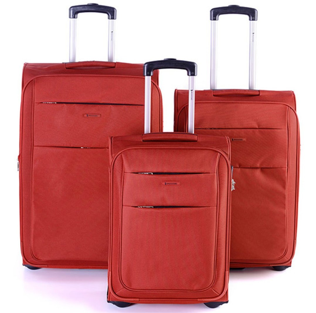 Комплект дорожных тканевых чемоданов 2-х колесных PUCCINI Camerino, красный