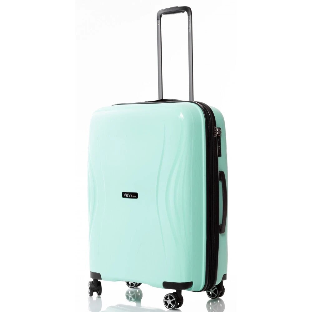 Средний чемодан V&amp;V Travel TIFFANY на 85/97 л весом 3,2 кг из полипропилена Голубой
