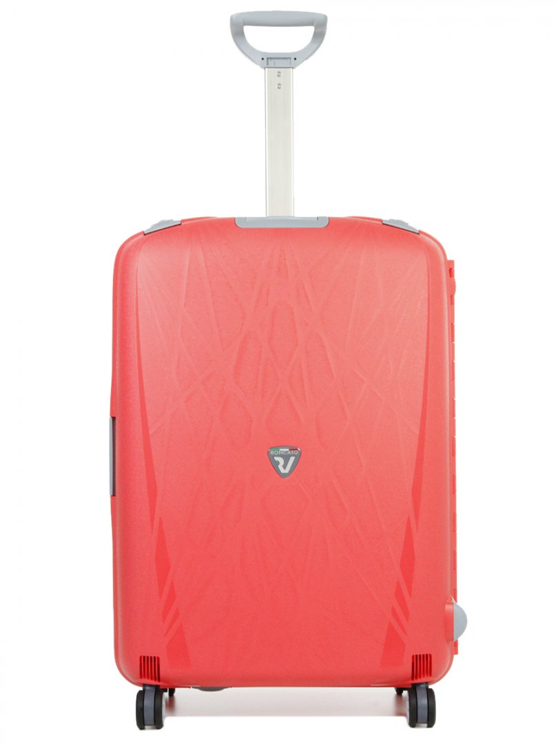 Средний полипропиленовый чемодан на 4-х колесах 70 л Roncato Light, кораловый