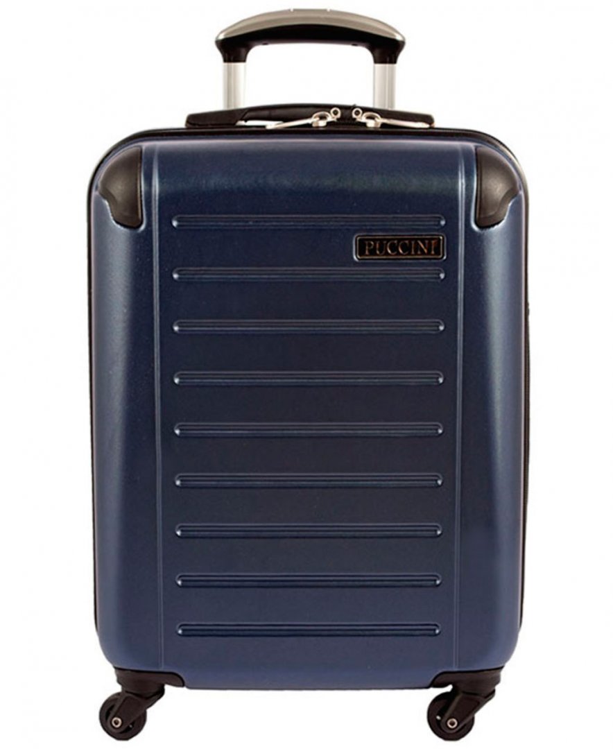 Малый дорожный пластиковый чемодан 4-х колесный PUCCINI, синий