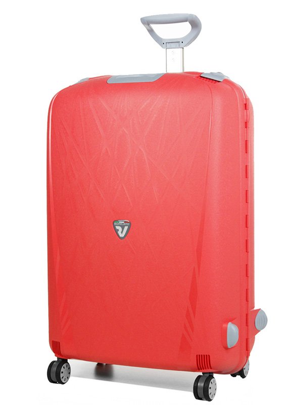 Большой полипропиленовый чемодан на 4-х колесах 90 л Roncato Light, кораловый