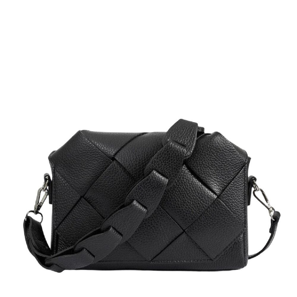 Женская стильная плетенная кожаная сумка Firenze Italy Черная