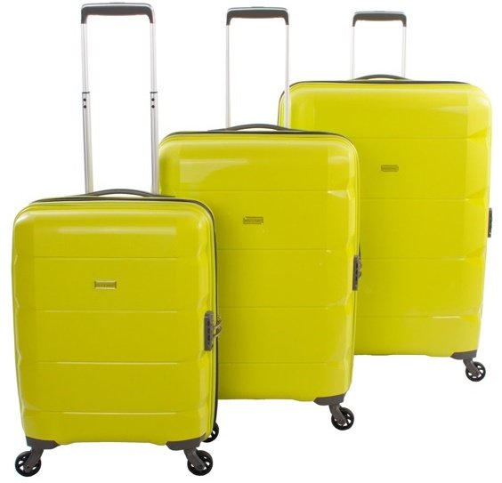 Комплект дорожных пластиковых чемоданов 4-х колесных PUCCINI, лайм