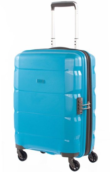 Малый дорожный пластиковый чемодан 4-х колесный PUCCINI, голубой