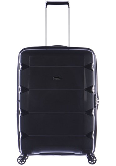 Средний дорожный пластиковый чемодан 4-х колесный PUCCINI, черный