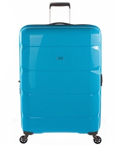 Большой дорожный пластиковый чемодан 4-х колесный PUCCINI, голубой