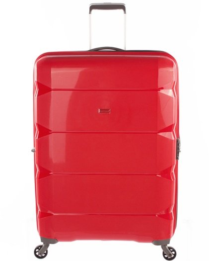 Большой дорожный пластиковый чемодан 4-х колесный PUCCINI, красный