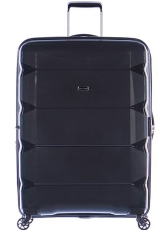 Большой дорожный пластиковый чемодан 4-х колесный PUCCINI, черный