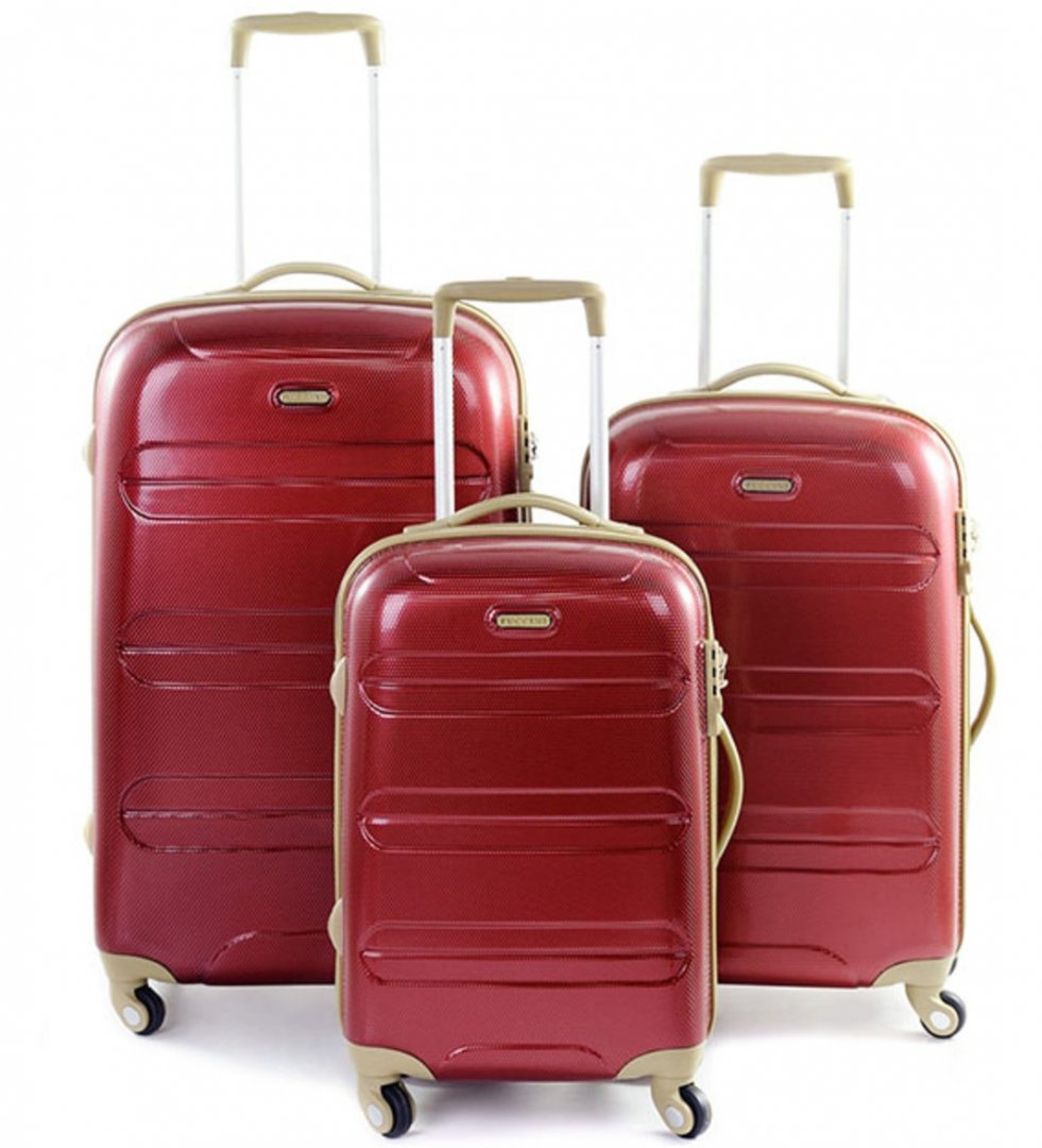 Комплект чемоданов из поликарбоната 4-х колесных PUCCINI, бордовый