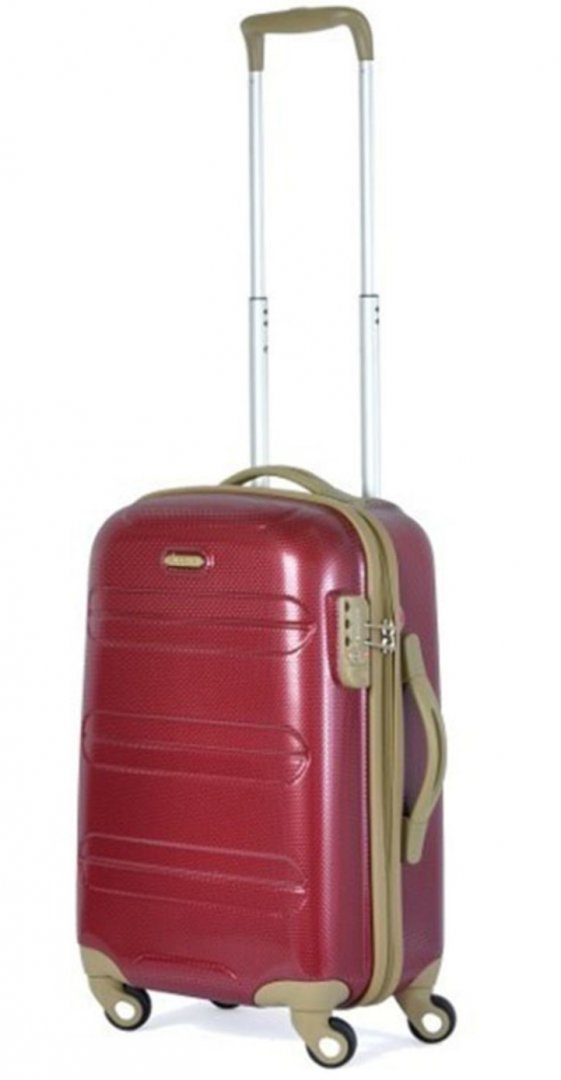 Малый пластиковый чемодан 4-х колесных 33 л PUCCINI, бордовый