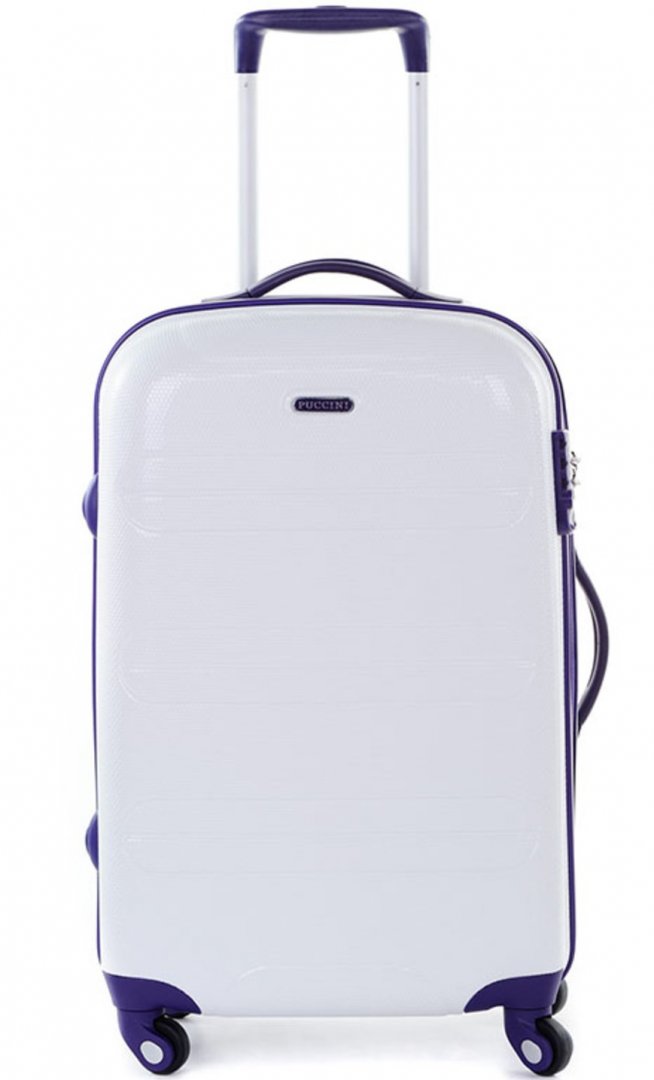 Средний пластиковый чемодан 4-х колесных 59 л PUCCINI, белый