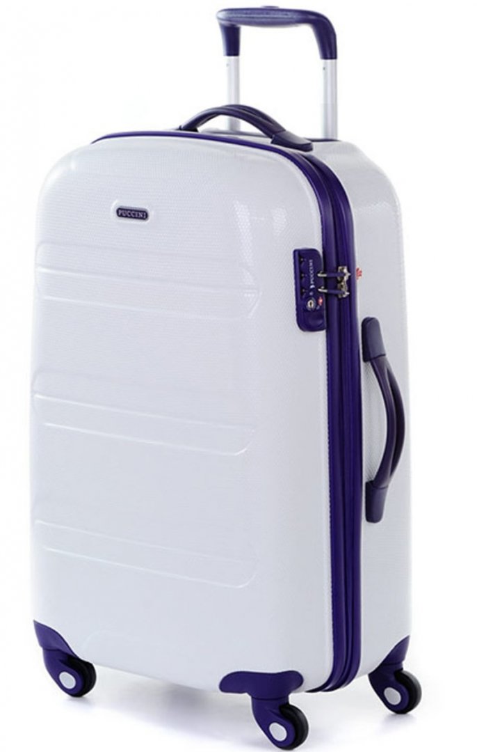 Большой пластиковый чемодан 4-х колесных 95 л PUCCINI, белый