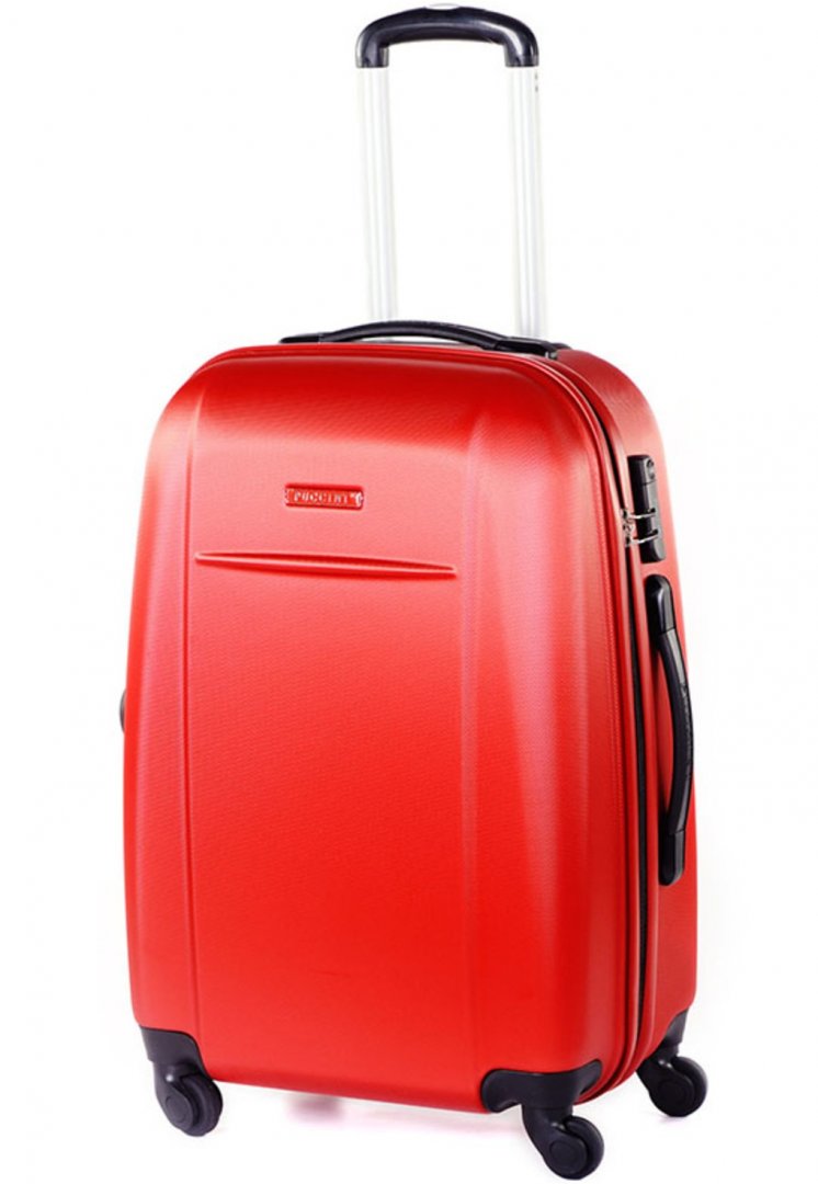Средний пластиковый чемодан 4-х колесный 70 л PUCCINI, красный
