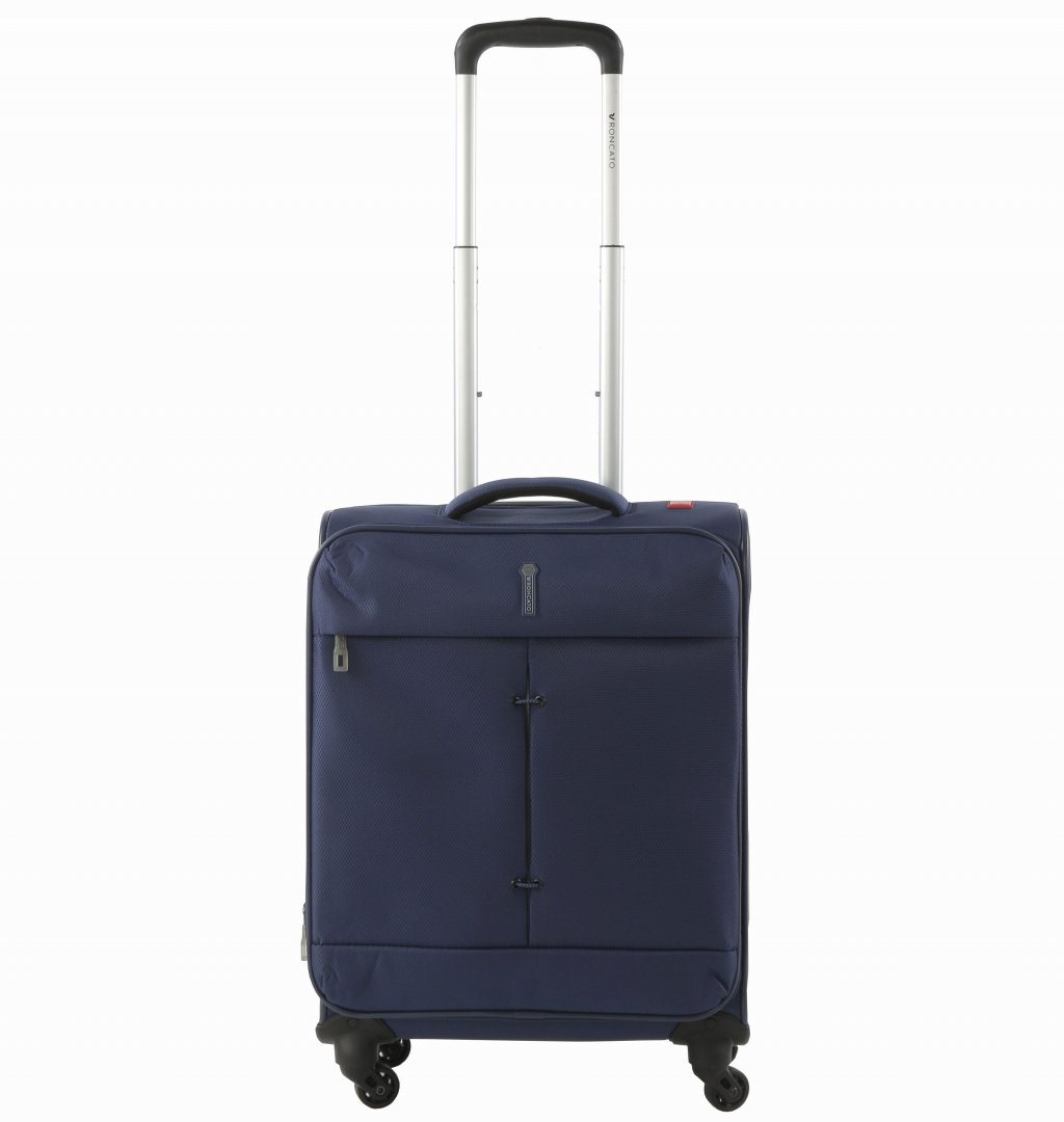 Малый облегченный чемодан на 4-х колесах 40/46 л Roncato Ironik, темно-синий