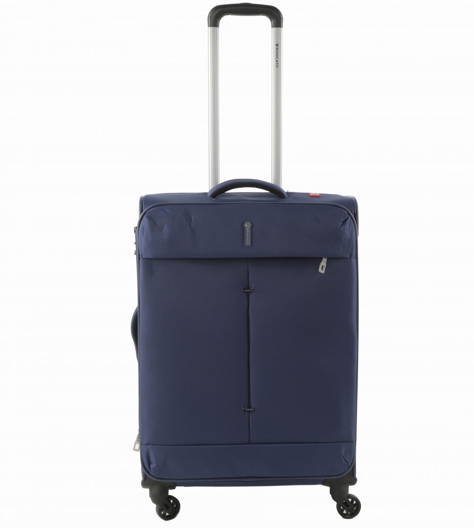 Средний облегченный чемодан на 4-х колесах 74/87 л Roncato Ironik, темно-синий