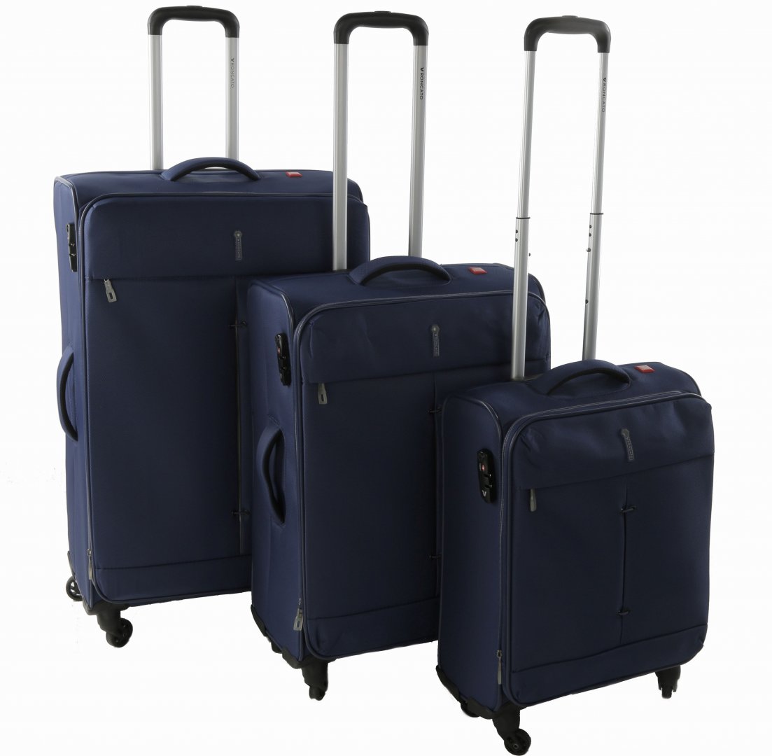 Комплект тканевых чемоданов на 4-х колесах Roncato Ironik, темно-синий