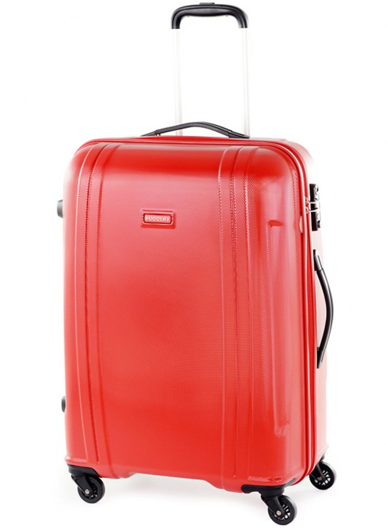 Средний чемодан из поликарбоната 4-х колесный 72 л PUCCINI, красный