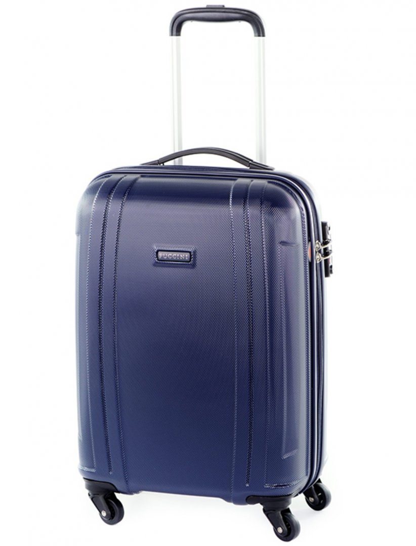 Малый чемодан из поликарбоната 4-х колесный 34 л PUCCINI, темно-синий