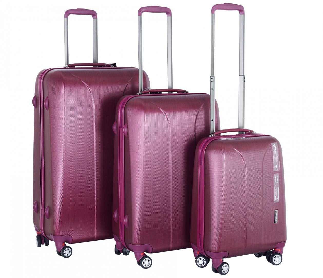 Комплект пластиковых 4-х колесных чемоданов March New Carat, бургунд