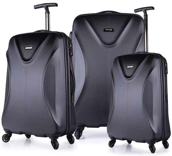 Комплект пластиковых чемоданов 4-х колесных March Twist, черный