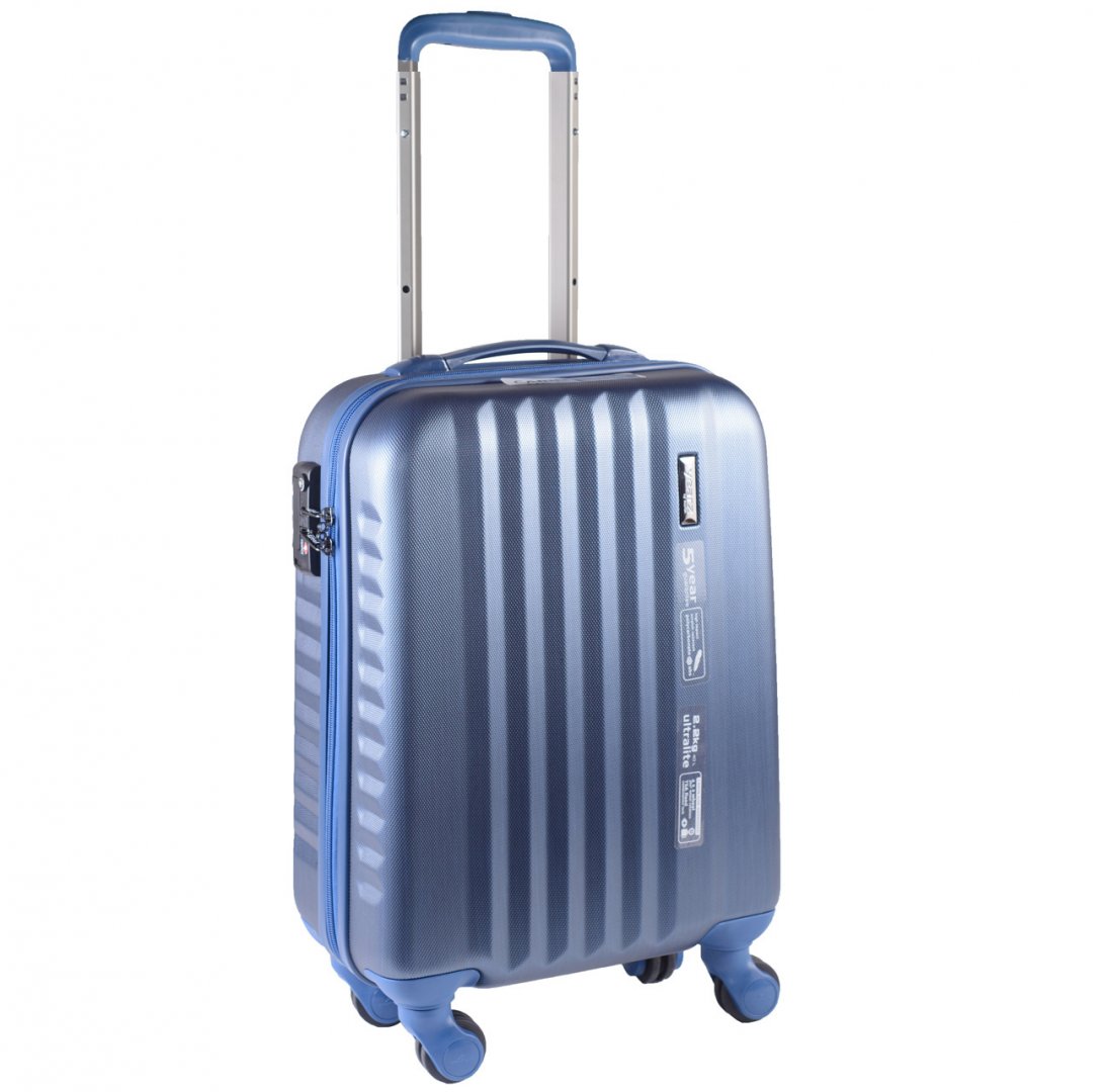 Малый чемодан из пластика 4-х колесный 40 л March Ribbon, синий