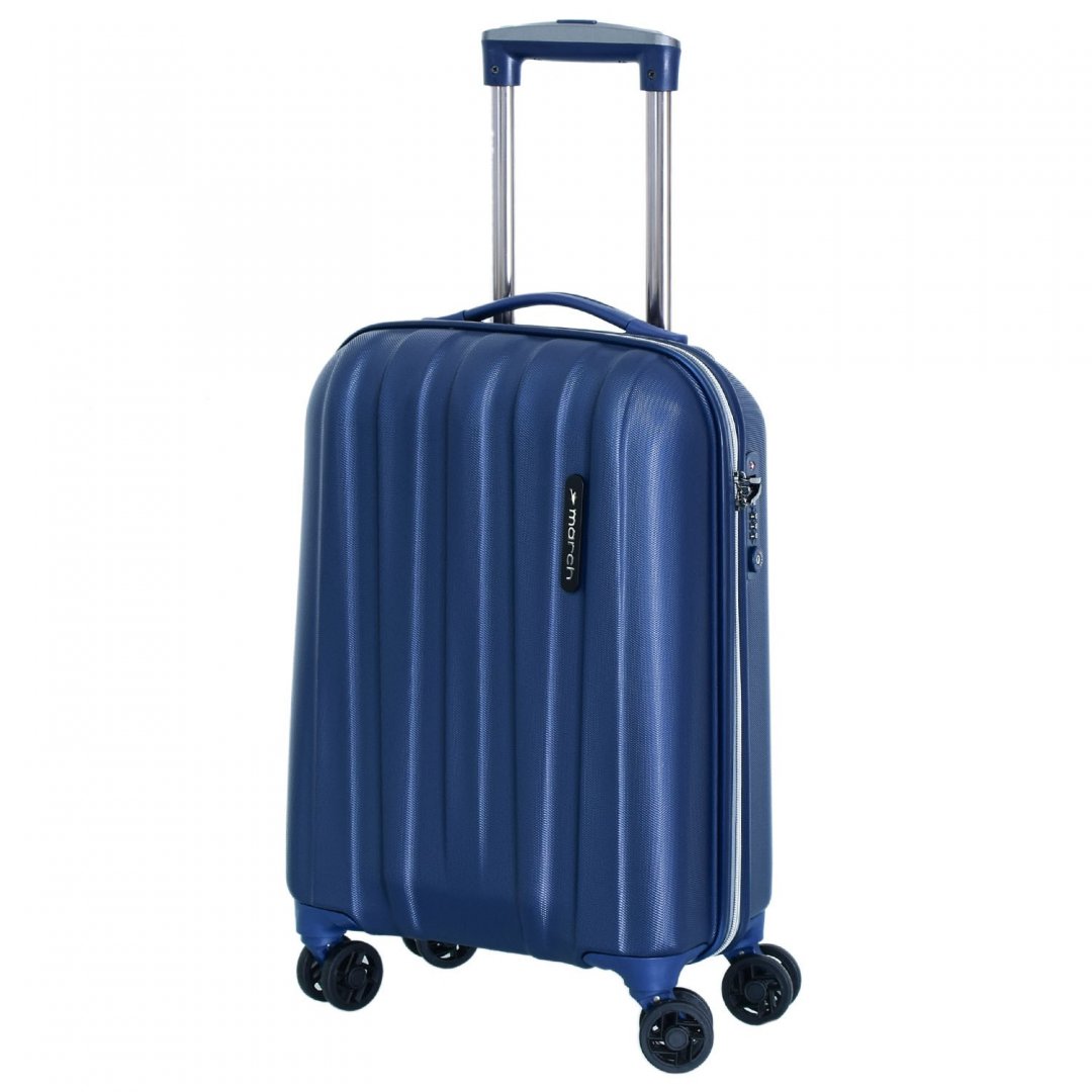 March Rocky 40 л чемодан из поликарбоната на 4 колесах сине-серый