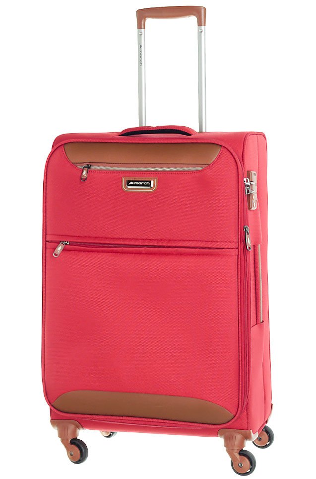 Средний тканевый чемодан 4-х колесный 69/80 л March Flybird, красный