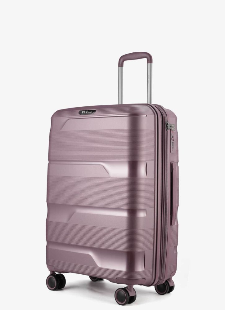Средний чемодан V&amp;V Travel Metallo – 75 / 85 л, 3,1 кг Розовый