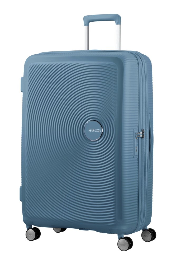 Велика валіза American Tourister Soundbox – 97 / 110 л, 4,2 кг Блакитна