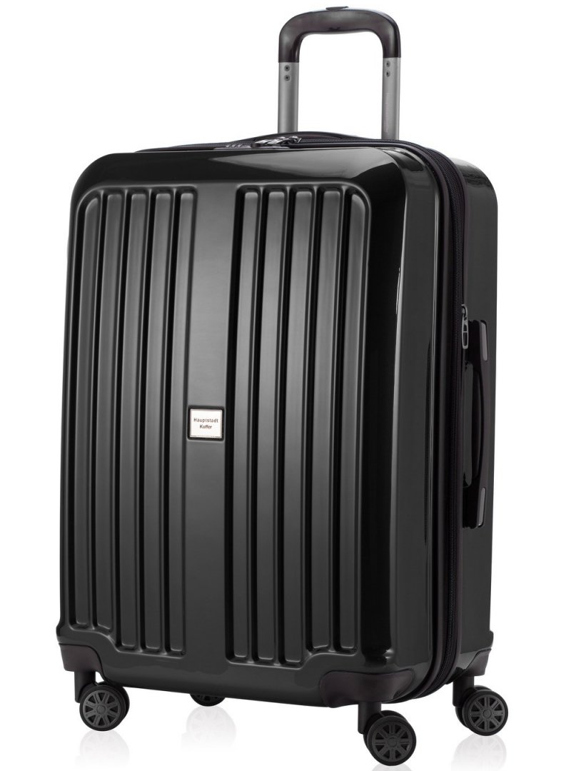 Большой пластиковый чемодан на 4-х колесах 80/90 л HAUPTSTADTKOFFER Xberg, черный