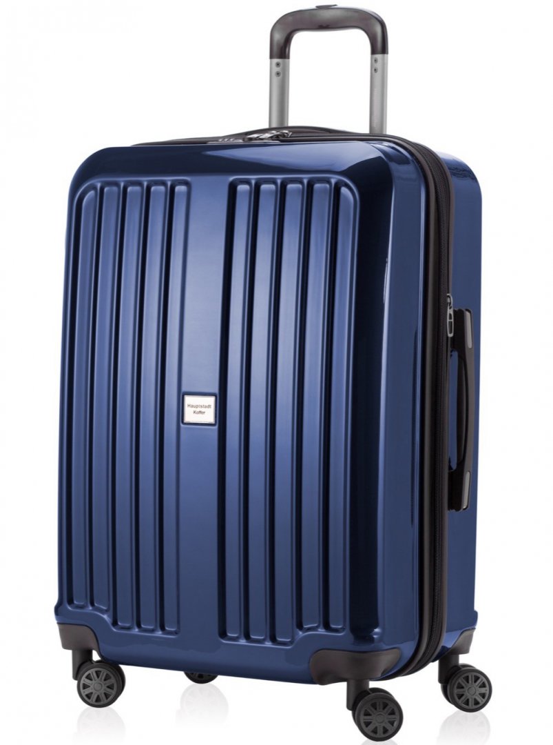 Большой пластиковый чемодан на 4-х колесах 80/90 л HAUPTSTADTKOFFER Xberg, синий