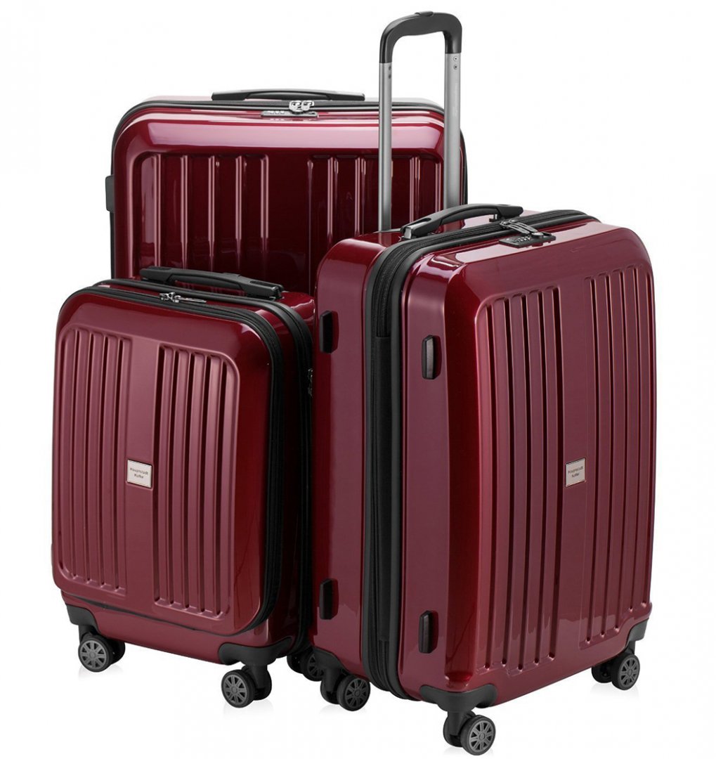 Комплект пластиковых чемоданов на 4-х колесах HAUPTSTADTKOFFER Xberg, бордовый