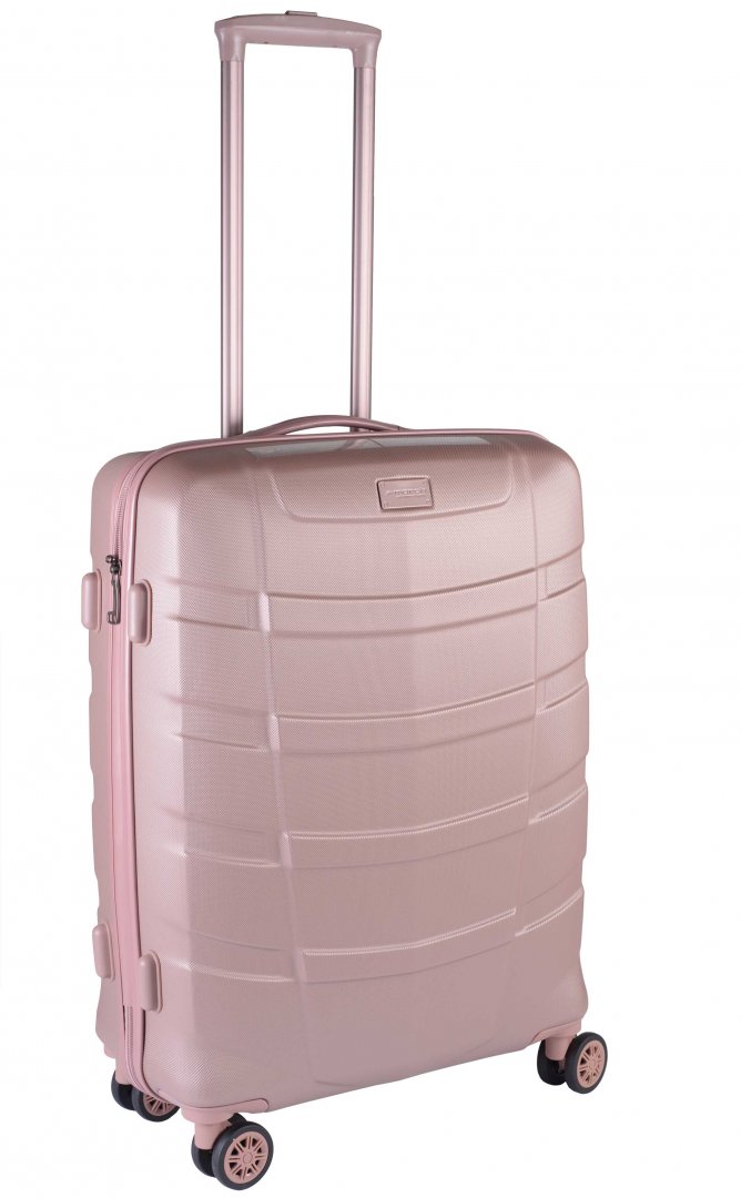 Средний чемодан из пластика 4-х колесный 76 л March Ypsilon, розовый/шампань