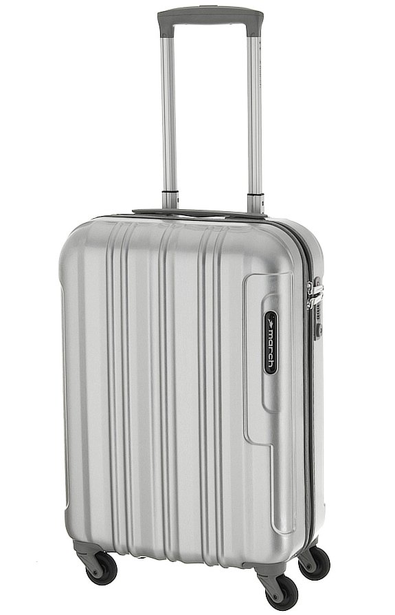 Малый чемодан из пластика 4-х колесный 41 л March Cosmopolitan, серебристый