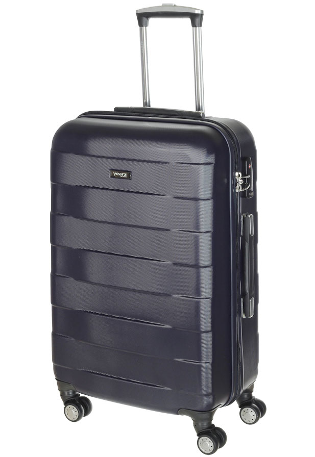 Средний чемодан из пластика 4-х колесный 71 л March Bumper, темно-синий