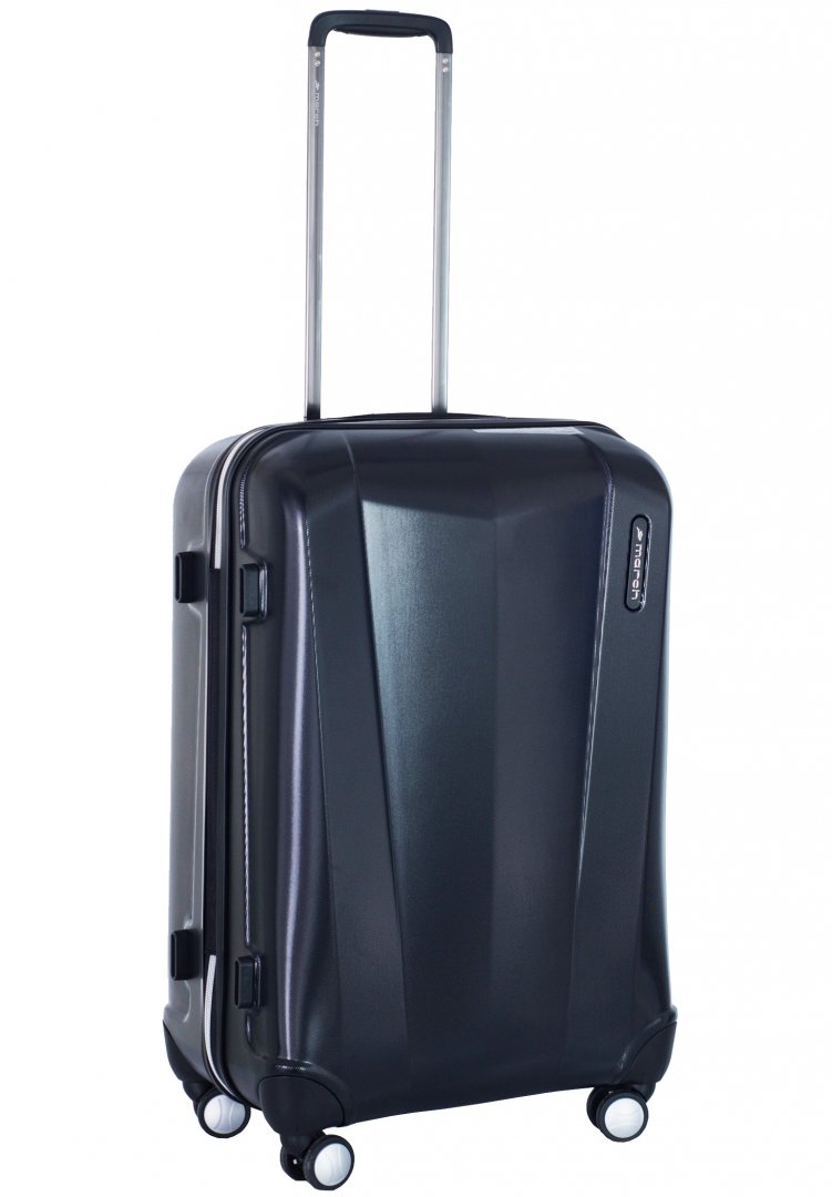 Средний чемодан из пластика 4-х колесный 72 л March Vision, черный