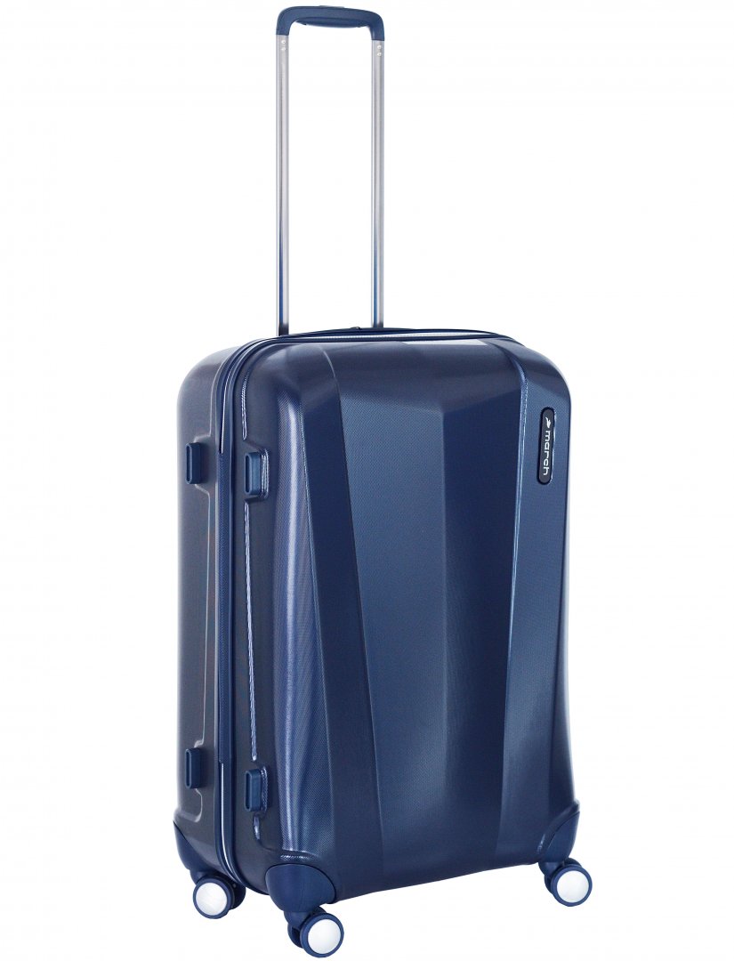 Средний чемодан из пластика 4-х колесный 72 л March Vision, темно-синий
