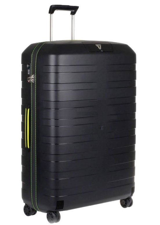 Легкий чемодан гигант из гибкого полипропилена 118 л Roncato Box, черный с желтым
