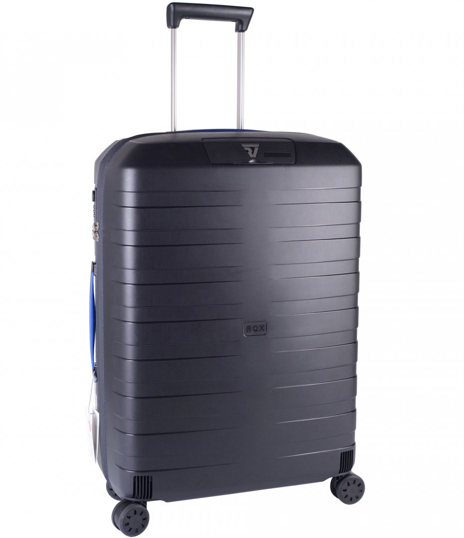 Большой чемодан из гибкого полипропилена 80 л Roncato Box, черный с синим